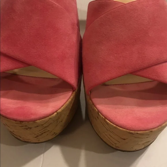 Vince Camuto Kessina Mule Soft Pink Suede Leather Cork Platform Wedge Sandal - Picture 5 of 9